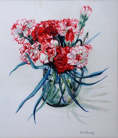 Pink and Red Cottage Pinks by Joan Thewsey